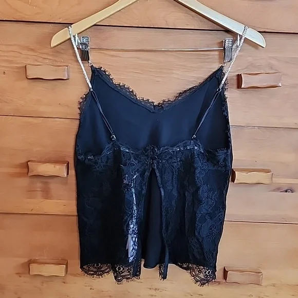 NWT Victoria's Secret: Lace-Back Cami w/ sparkle straps, Black, Small - Picture 3 of 11